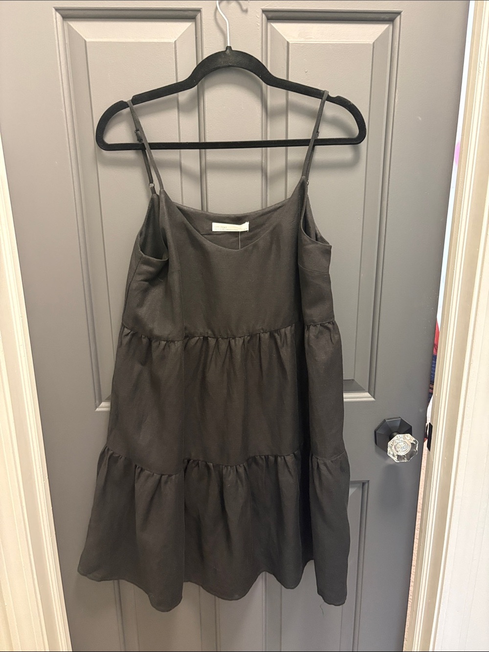 OAK + FORT Black Tiered Spaghetti-Strap Dress for Kids